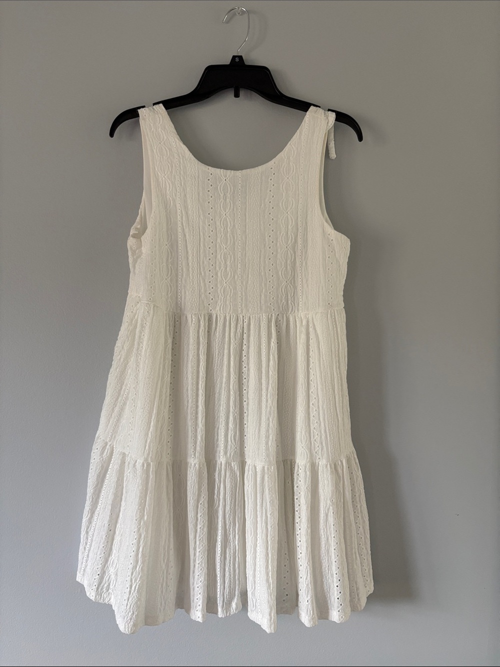 Rewind White Eyelet Tiered Midi Dress